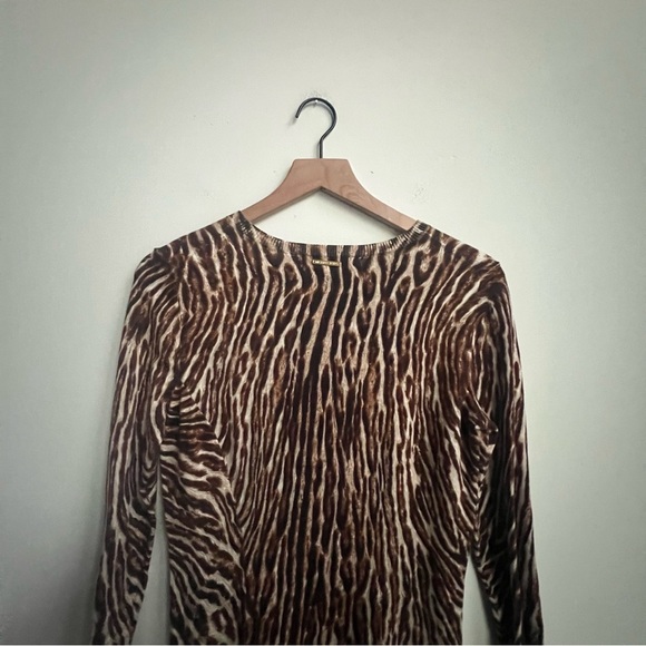 New Michael Kors Fit & Flare Leopard Animal Print Long Sleeve Sweater Dress Sm - Picture 9 of 14